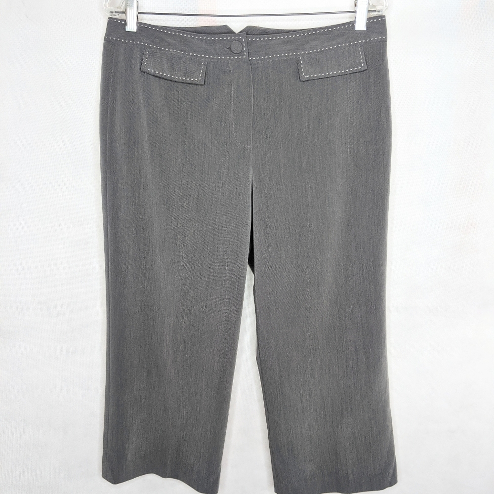 Gray Capri Larry Levine Smooth Flat Front 10